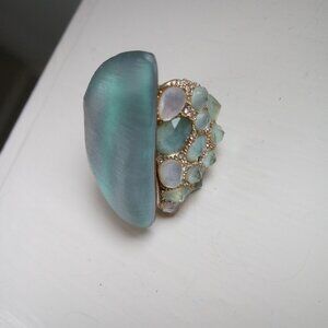 STUNNING ALEXIS BITTAR  Archive Hand Sculpted Lucite With Mother Of Pearl  ring
